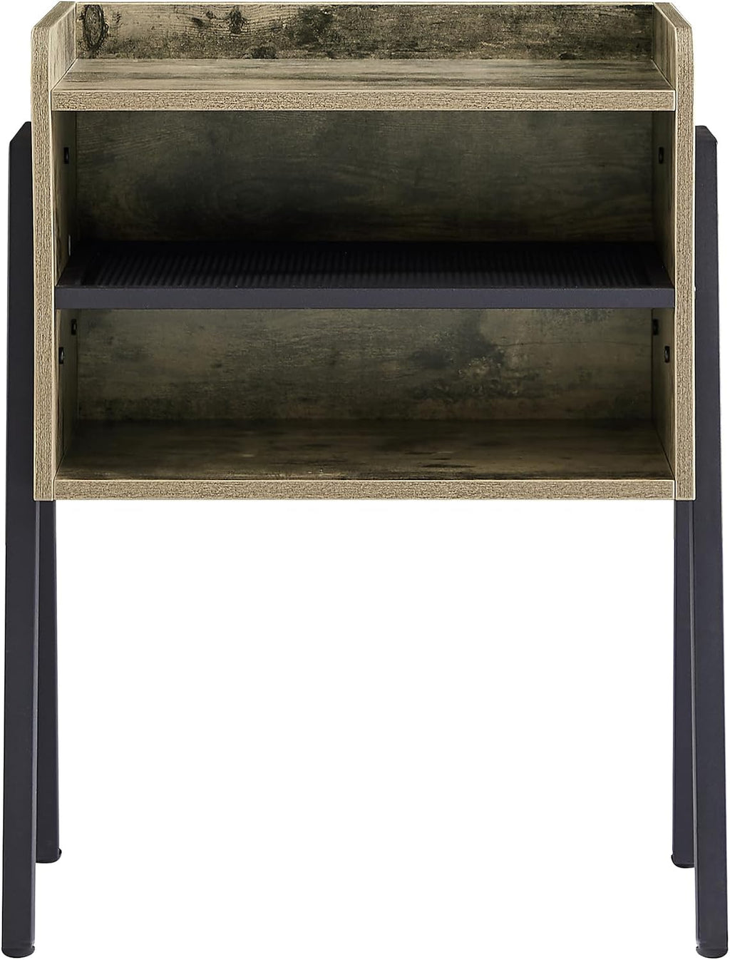 VECELO Nightstand Set of 2,Industrial Side Table End Table,Stackable Accent Table with 2-Tier Open Storage Compartments for Bedroom, Living Room and Small Spaces