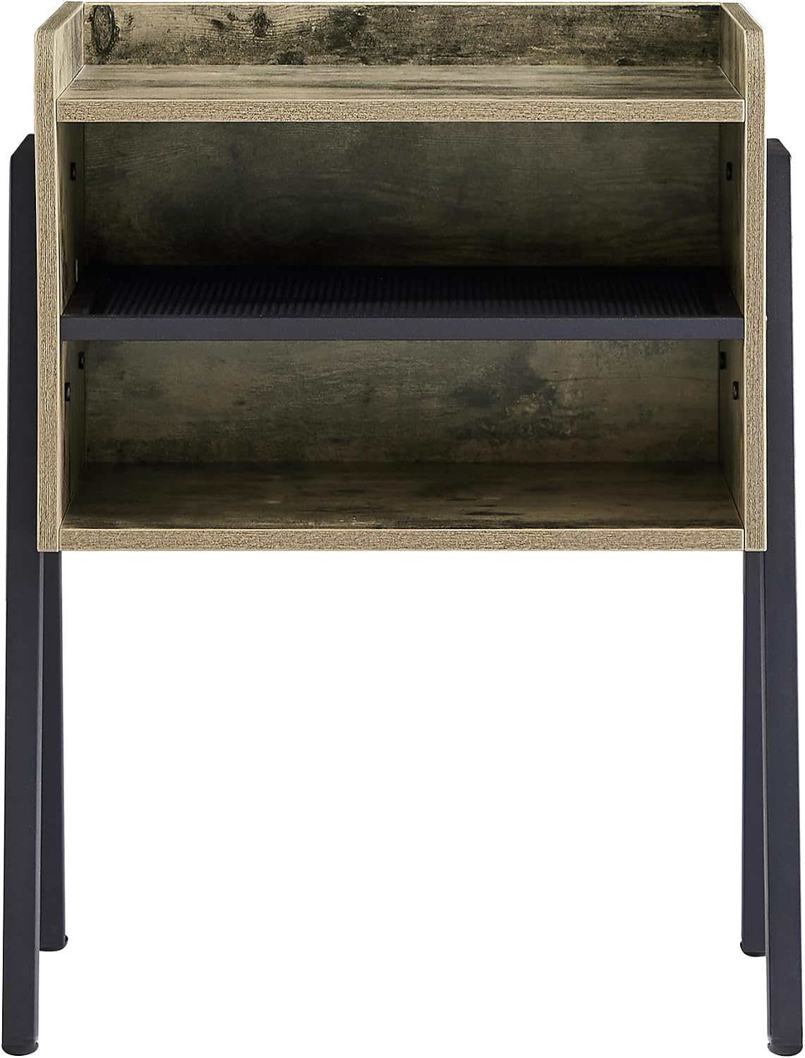 VECELO Nightstand Set of 2,Industrial Side Table End Table,Stackable Accent Table with 2-Tier Open Storage Compartments for Bedroom, Living Room and Small Spaces