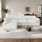 Cloud Modular Couch for Living Room,V Shape Linen Blend Sofas,Modern Deep Seat Cloud Sofas,Convertible Comfort Down Filled Sectional Couches,Removable Washable Cushion Covers,White