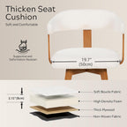 EYYTHUNG Swivel Dining Chairs Set of 2, Mid Century Modern Boucle Dining Chairs with Arms and Wood Legs,Upholstered Kitchen Chairs for Kitchen, Dining Room, Living Room, White and Dark Oak