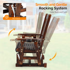 VINGLI Outdoor Glider Chair Wood Patio Glider with Cup Holder, Porch Glider with Smooth Rocking Mechanism, Heavy Duty 600 LBS, Rustic