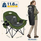 Coldbee Oversized Camping Chairs, Heavy Duty Padded, Thick Headrest, Green