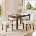 Dining Chairs Set of 4, Parsons Chairs for Small Spaces, Light Beige | Modern Dining Room Chairs with Solid Wooden Legs, Fabric Upholstered Kitchen Chairs for Restaurant & Cafe