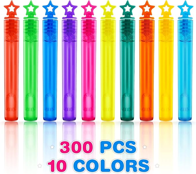 300 Pieces Mini Bubble Wands,Bubble Party Favors Assortment Toys for Kids,Themed Birthday, Halloween, Goodie Bags, Carnival Prizes, Wedding, Bubble Maker Toys for Kids,Outdoor Gifts for Girls & Boys