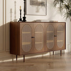 Entryway Cabinet Retro Rattan Sideboard Wall Kitchen Storage Cabinet Modern Restaurant Wine Cabinet Sideboard Storage Cabinet(Small)