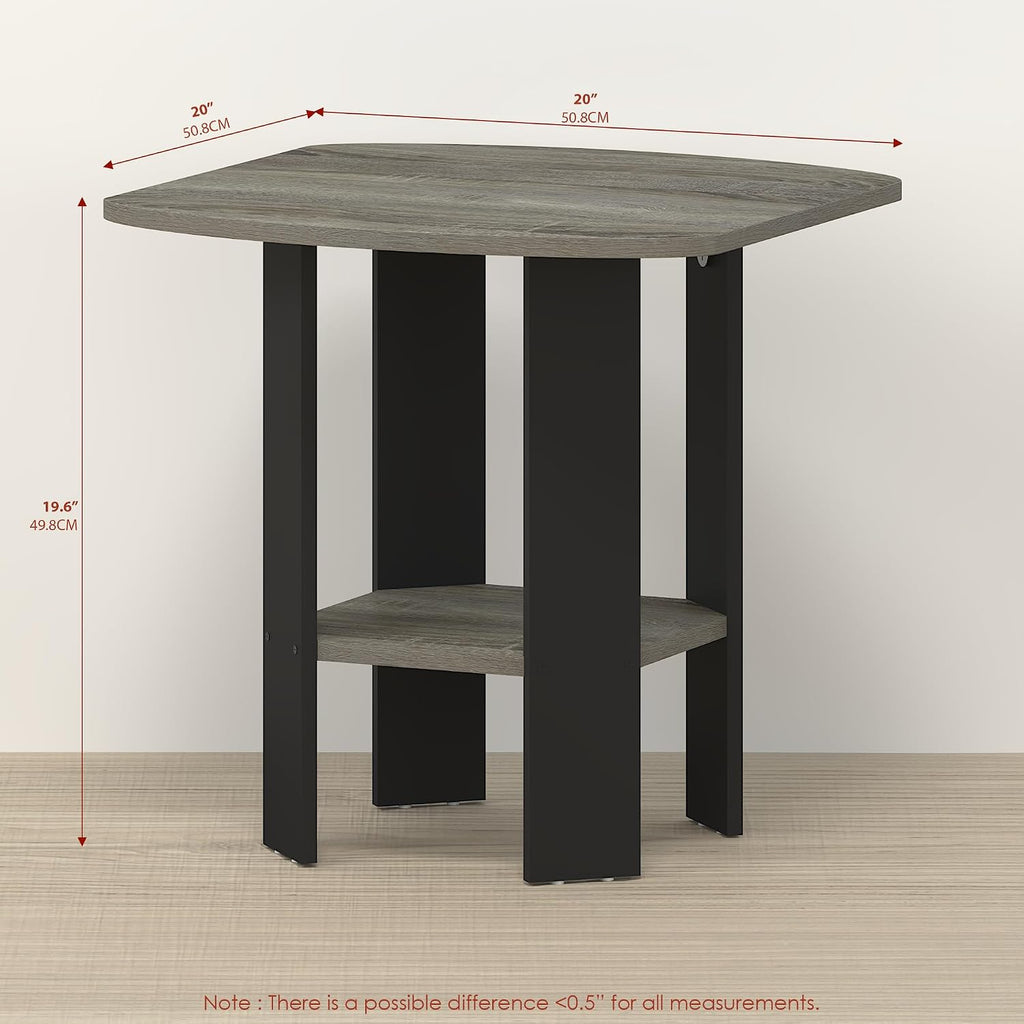 Toki Side Table, Set of 2 End Table, Nightstand, with Open Shelf, for Living Room, Bedroom, Dark Limed Oak