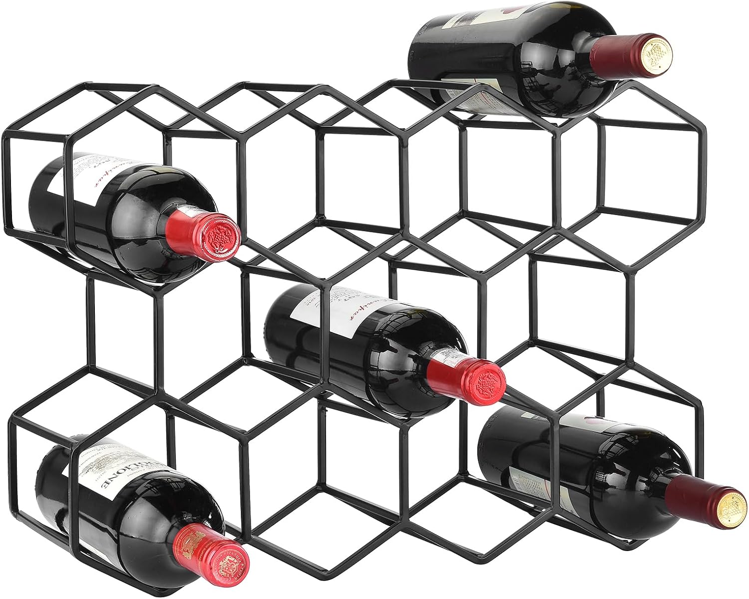 Countertop Wine Rack, 5.3 pounds, Heavier and More Stable Wine Storage Cabinet Shelf Wine Racks Countertop for Pantry,Kitchen,14 Bottles Wine Rack Black No Assembly Required