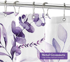 MitoVilla Purple Spring Floral Shower Curtain, Modern Plants Botanical Fabric Cloth Shower Curtains for Chic Elegant Bathroom Decor, Summer Watercolor Eucalyptus Leaf, 72x72