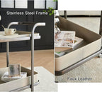 Rolling End Table, Side Table with Wheels, Modern Serving Cart Snack Table for Living Room, Small Coffee Table(Orange)