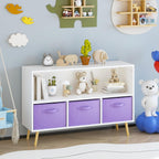 Kids Bookcase with Collapsible Fabric Drawers, Toddler Table and | Multi-purpose kids furniture set for bedroom with collapsible fabric drawers, sturdy MDF board, easy setup, perfect for
