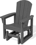 SERWALL Outdoor Glider Chair, HDPE Wood-Like Patio Glider Rocker All-Weather Porch Glider for Outside, Slate Gray