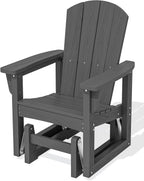 SERWALL Outdoor Glider Chair, HDPE Wood-Like Patio Glider Rocker All-Weather Porch Glider for Outside, Slate Gray
