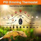 Oiibo Reptile Light Fixture with Dimming Thermostat, 8.5inch Deep Dome Reptile Lamp Fixture, Reptiles Heat Lamp Fixture for UVB Bulb Basking Heat Bulb, Max 150W