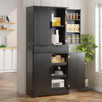 72" Fluted Kitchen Pantry Cabinet with Anti-Tip Safety, Free Standing Versatile Storage Cabinet with Drawers and Adjustable Shelves for Kitchen, Living Room, Dining, Office (Black)