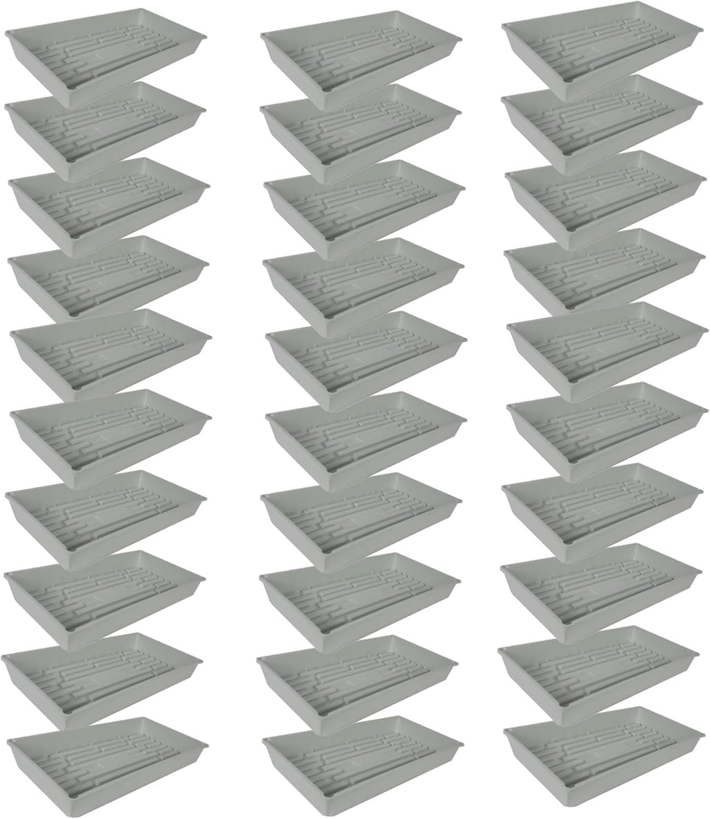SUNPACK 10" x 20" Mega Plastic Seed Starting Tray, White, 2.5" (Pack of 30) - No Drainage Holes, Ideal for Greenhouses or Indoor Gardening - Made of Thick, Strong Plastic