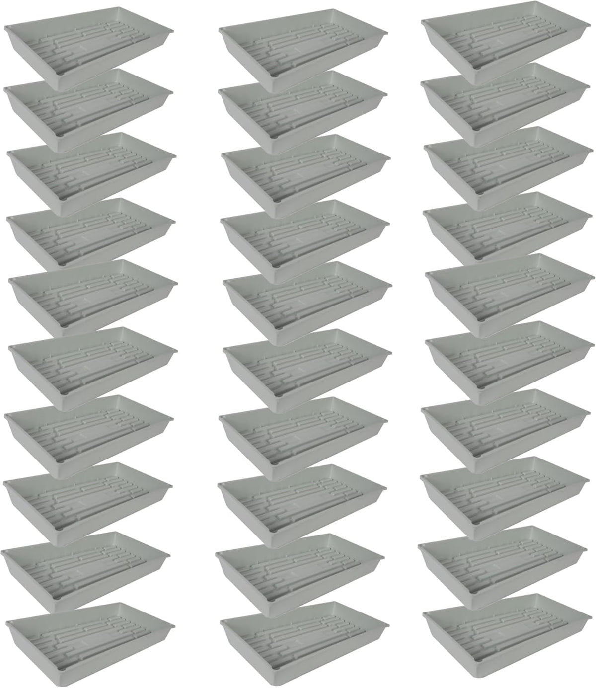 SUNPACK 10" x 20" Mega Plastic Seed Starting Tray, White, 2.5" (Pack of 30) - No Drainage Holes, Ideal for Greenhouses or Indoor Gardening - Made of Thick, Strong Plastic