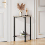 Vagusicc Side Tables Small End Tables, Set of 2 Half Round Side Table for Living Room, 2 Tier Couch Side Table, Small Round Coffee Table Accent Table, Thin Sofa Table Narrow Entryway Table, Grey