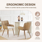 Rattan Dining Chairs Set of 4,Farmhouse PE Rattan Kitchen Chair with Upholstered Cushion and Metal Legs for Home,Kitchen,Brown