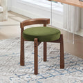 Ya-Home Modern Vanity Chair Upholstered Small Ottoman Footstool, Make Up Stool Velvet Fabric with Backrest Wooden Frame for Living Room Bedrooms, 1PC, Green