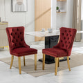 Aoowow Velvet Upholstered Dining Chairs Set of 2, Wingback Armless Side Chairs Button Tufted with Solid Wood Legs for Kitchen Dining Room (Burgundy-Chrome)