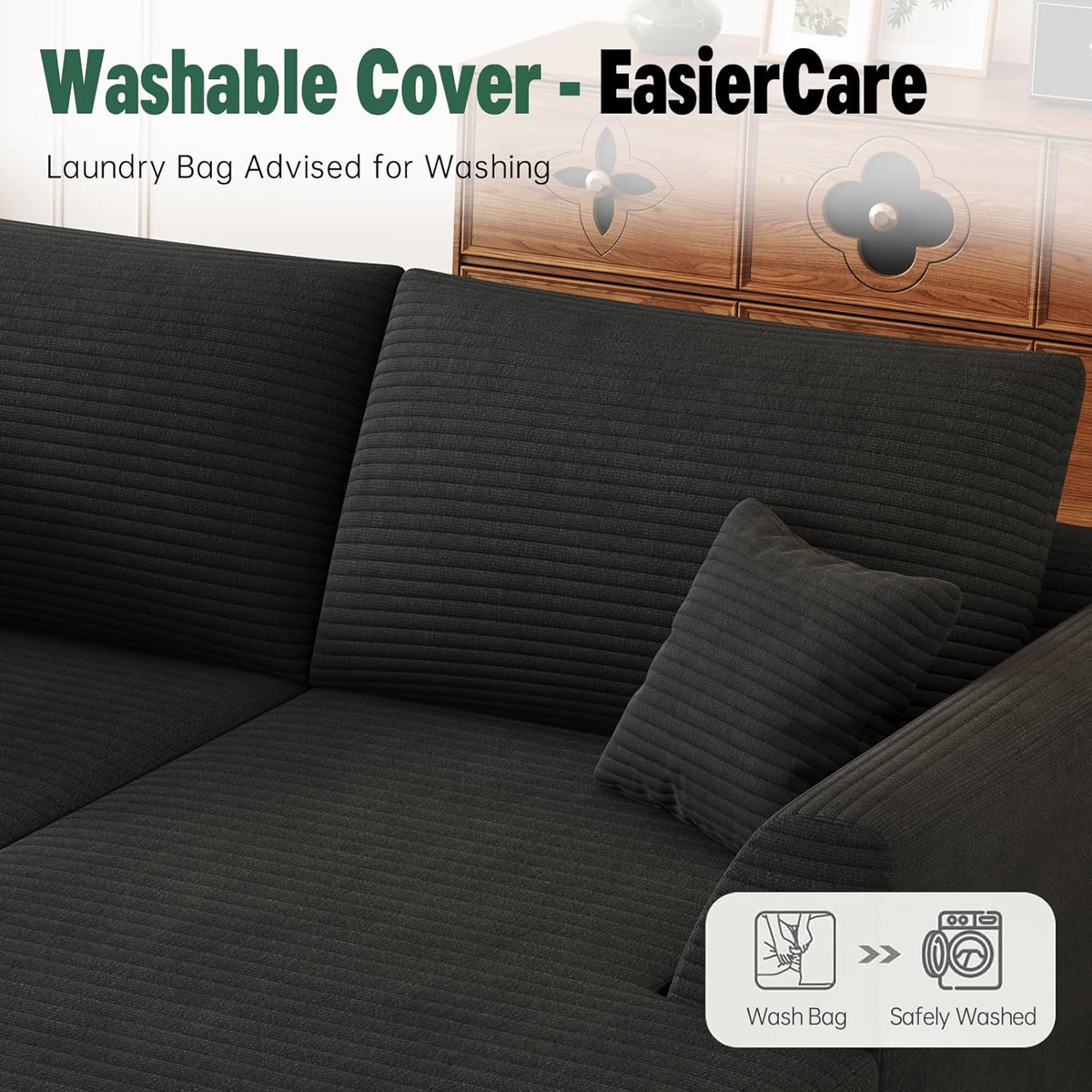 106” Modular Sectional Sofa, Cloud Sectional Couch with Deep Seat, Modern Modular L-Shape Sofa Couch with Chaise,Upholstered Couches for Living Room Bedroom No Assembly Required