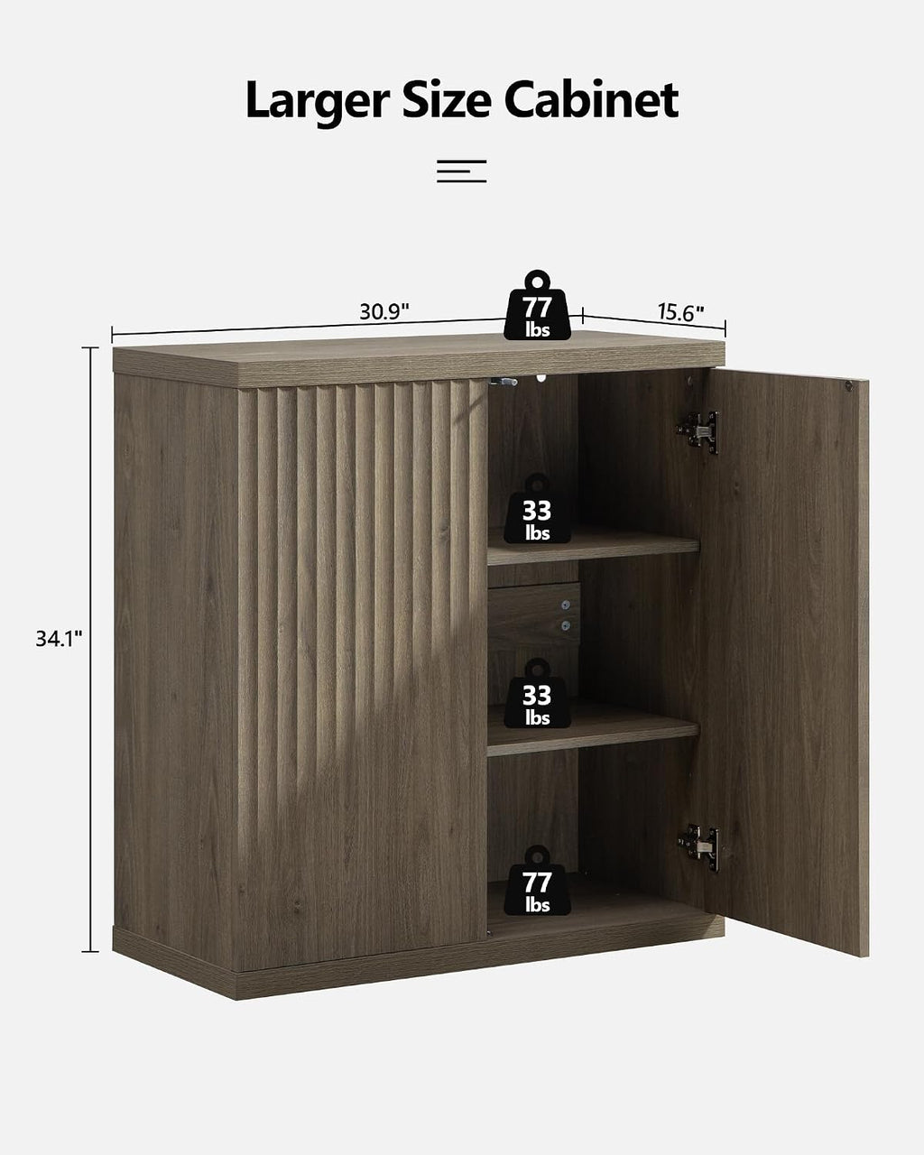 SICOTAS Buffet Cabinet with Storage Sideboard Cabinet with Doors & Shelves | Accent Sideboard Modern Credenza Fluted Storage Cabinet Mid Century Media Console for Living Room Kitchen Dining Hallway