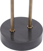 Kate and Laurel Cerullo Modern Round Glass Side Table with Marble Base, 16 x 16 x 24, Antique Brass and Black Marble, Glam Circle End Table for Use as Indoor Plant Stand or Bedroom Nightstand