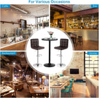 COSTWAY 3-Piece Bar Table Set, Counter Height Table Set with 2 Bar Stools | Round Cocktail Table and PU Leather Adjustable Swivel Chairs, for Kitchen, Office, Brown