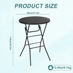 Nice C Plastic High Top Cocktail Table, 31.5" Foldable Bar Table (2P Black) | Portable Round Table, Counter Height Table, Bistro Table, Waterproof, Indoor, Outdoor, Parties, Weddings, Camping, Backyard