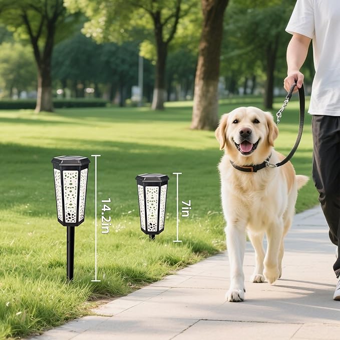 Solar Pathway Landscape Lights 4 Pack, RGB Color Changing+Warm White Outdoor Waterproof Solar Yard Lights for Garden Sideway Outside, Patio, Path, Yard, Walkway, Driveway, 2 Modes