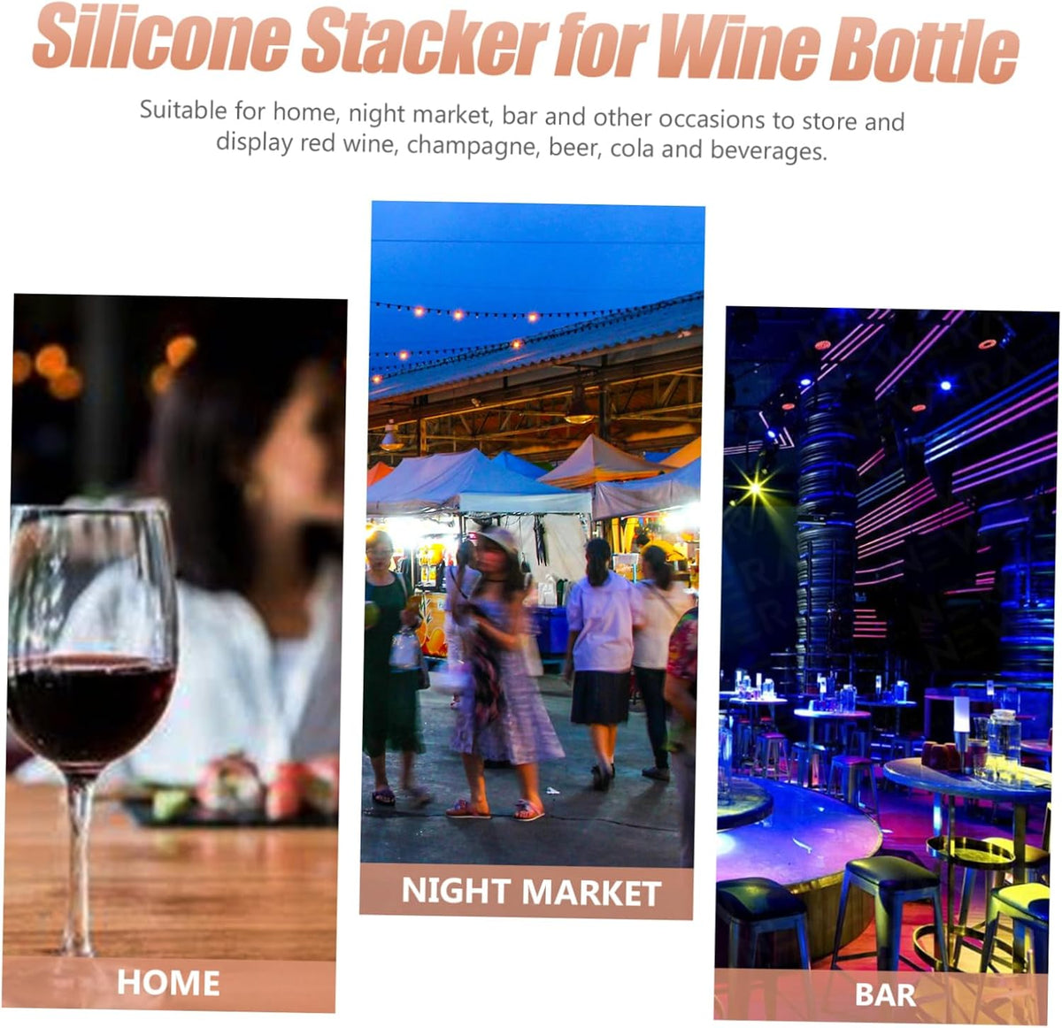 Black Silicone Wine Holder Foldable Bottle Stacking Mat for Sealed Bottles | Pyramid Shape, Format, Anti Slip Pads, Portable Design for Bar Display and Storage