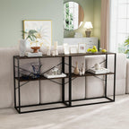 Giantex 36" Narrow Console Table, 2-Tier Entryway Tables with Wood Grain Top & Heavy-Duty Metal Frame, Behind Couch Table, Rustic Sofa Tables with Open Storage Shelves for Entrance, Living Room, Foyer