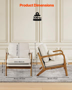 VEVOR Accent Chair, Mid Century Modern Armchair with Solid Wood Frame and Non-Slip Legs, Upholstered Leisure Chair with Linen Fabric and 5.7 in Thickened Cushion, for Living Room, Bedroom, Office