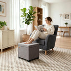 ABHENG Steel Frame Square Ottoman with Storage Gray UASND641G | 17.7" x 17.7" x 17.7", Hold 660 lbs, 48L Storage Capacity, Breathalbe Chenille, Removable Lid, for Dorm Living Room