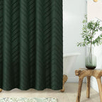 84inch Extra Long Dark Green Boho Shower Curtain Woven Fabric Shower Curtain Tufted Chervon Textured Shower Curtains Minimalist Shower Curtains for Bathroom