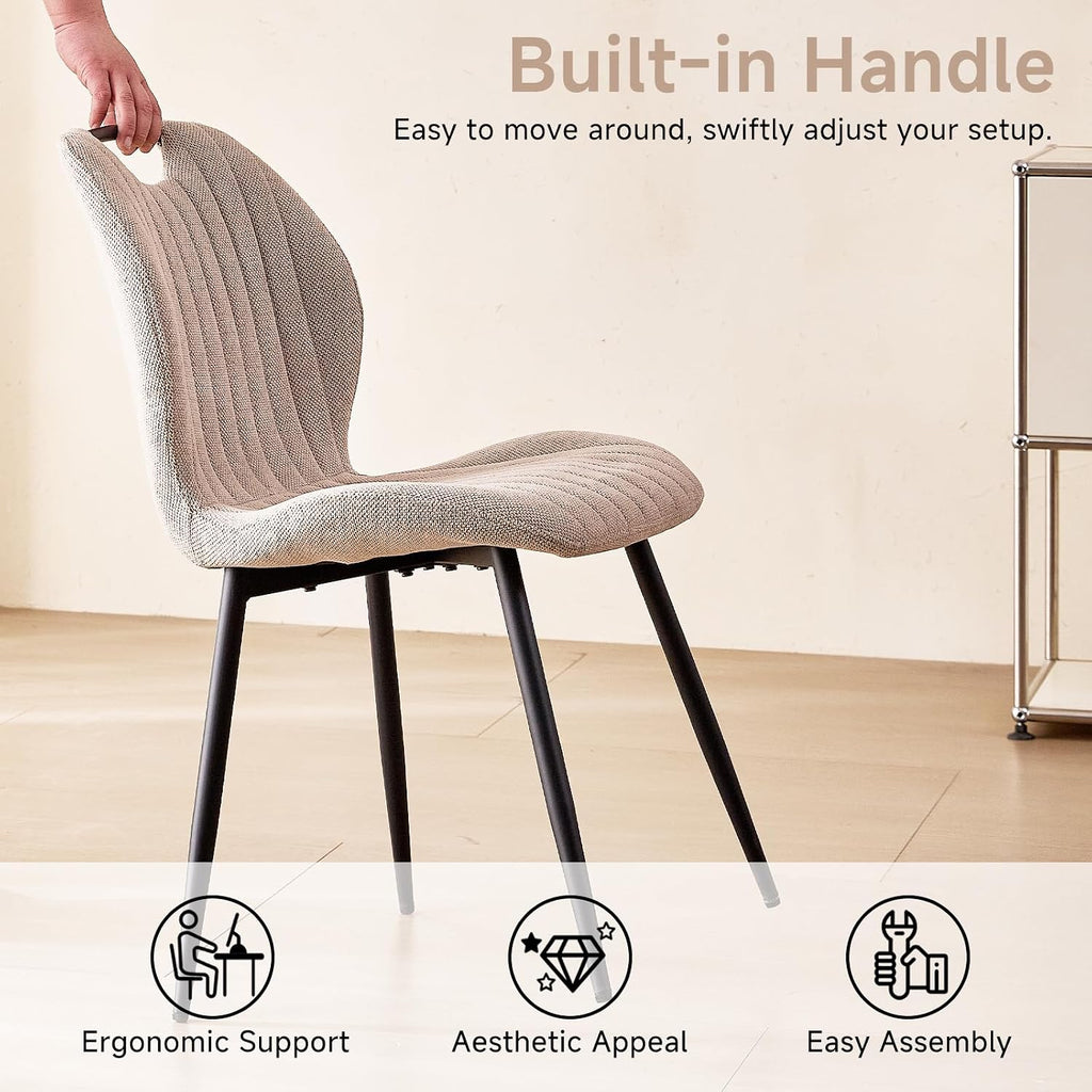 Dining Chairs Set of 4, Upholstered Living Room Chairs Modern Fabric Wingback Kitchen Chairs for Apartment Waiting Room, Khaki