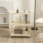 Gdrasuya10 3 Tier Acrylic Bar Cart Serving Cart with Wheels, Clear Acrylic Utility Rolling Cart White End Table Side Table Rolling Serving Cart Snack Tablé for Living Room Balcony Party