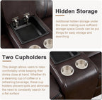 EBELLO Faux Leather Reclining Sectional Sofa Set for Living Room, 1 Recliner Chair and L-Shaped Corner Manual Recliner Sofa Home Furniture Set with Center Console, Cup Holders and Storage, Dark Brown