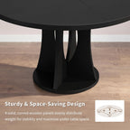 iPormis 43-59" Round Dining Table Set for 4, 5-Piece Kitchen Table & Chairs Set for 4, Extendable Dining Room Circle Table with 4 Upholstered Chairs for Small Space, Black Table + 4 Black Chairs