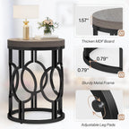 Tribesigns Round End Table, Industrial Side Table with Metal Hollow Frame, Small Bedside Table Nightstand for Living Room, Bedroom, Easy Assembly (Grey,1PC)