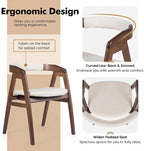 COSTWAY Bamboo Accent Chair, Farmhouse Leisure Dining Chairs w/Comfy Cushion, Curved Backrest, Solid Legs, Upholstered Armchair for Living Room, Bedroom, Kitchen, Walnut