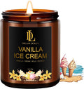 Vanilla Ice Cream Candles, 7oz Vanilla Ice Cream Scented Candle, Natural Soy Candles for Home Scented, Long Lasting with 50 Hour Burn Time, Gifts for Men Women