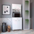 Pantry Cabinet 67" H, Four Doors, One Drawer, Ideal for Kitchens and Dining Rooms, White