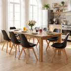Dining Chairs Set of 8, PU Leather Padded Seat for Living Room | Modern, Upholstered Kitchen Chairs, Thick Cushions, Curved Back, Solid Wood Legs, Apartment, Restaurant, Black