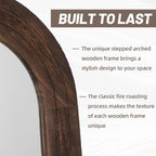 ZHUNFA Arched Full Length Mirror with Solid Wood Frame | 71x32 Farmhouse Wall Mounted Floor Mirror with Stand, Vertical Hanging, Leaning Standing for Bedroom, Living Room, Brown