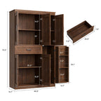 Garvee 70" Tall Kitchen Pantry Storage Cabinet,Modern Kitchen Hutch Cabinet | with Doors and Shelves, Freestanding Food Pantry with Large Storage Drawer for Dining Room and Household Organization