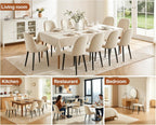 Upholstered Dining Chairs Set of 4, Chenille Fabric Modern Dining Room Chairs, Mid-Century Side Chairs, Kitchen Chairs for Living Room, Restaurant, Cafe, Comedor, Beige