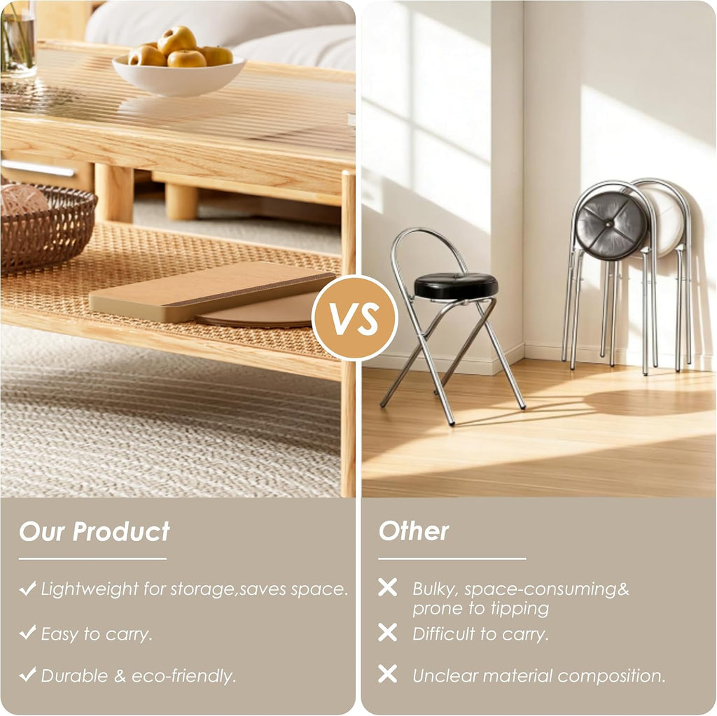 Folding Stool 17-Inch Foldable Paper Stool, Portable Folding Stool | Made with Eco-Friendly Kraft Paper Honeycomb Design, Only1.2 Inches Thick When Folded.Modern Minimalist Living Room Stool