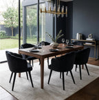 Hyfirm Velvet Dining Chairs Set of 4, Upholstered Modern Kitchen Dining Chairs with Petal Back & Fabric Covered Wooden Legs, Comfy Accent Armchairs for Bedroom/Kitchen/Vanity, Black