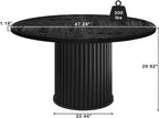 Oigavfd Black Round Dining Table for 4, 47" Circle Dining Table,with MDF Top and Fluted Base,Round Kitchen Tables,Sturdy 300 Lbs for Family Gatherings